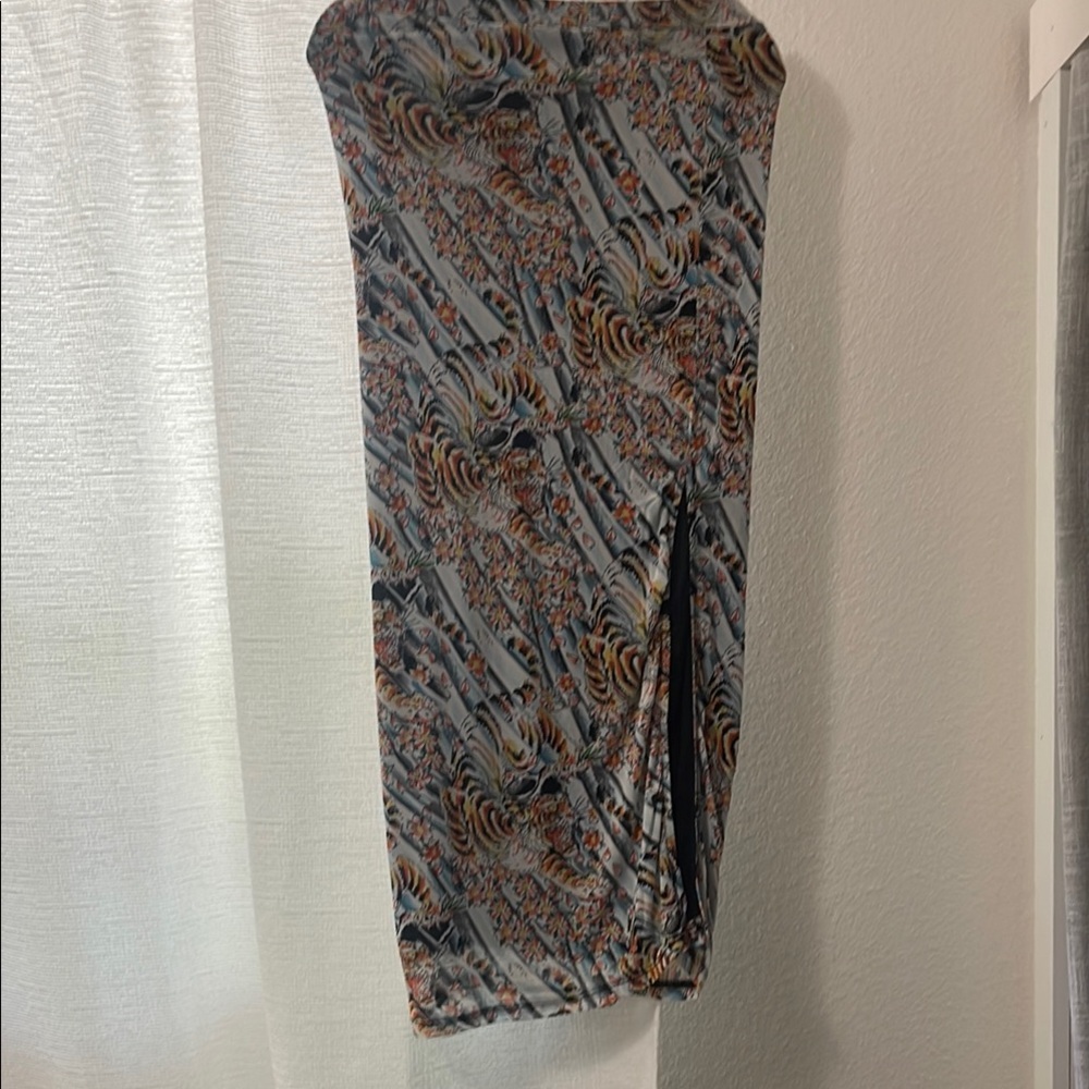 Ed Hardy Brown and Gray Asymmetrical Pencil Skirt